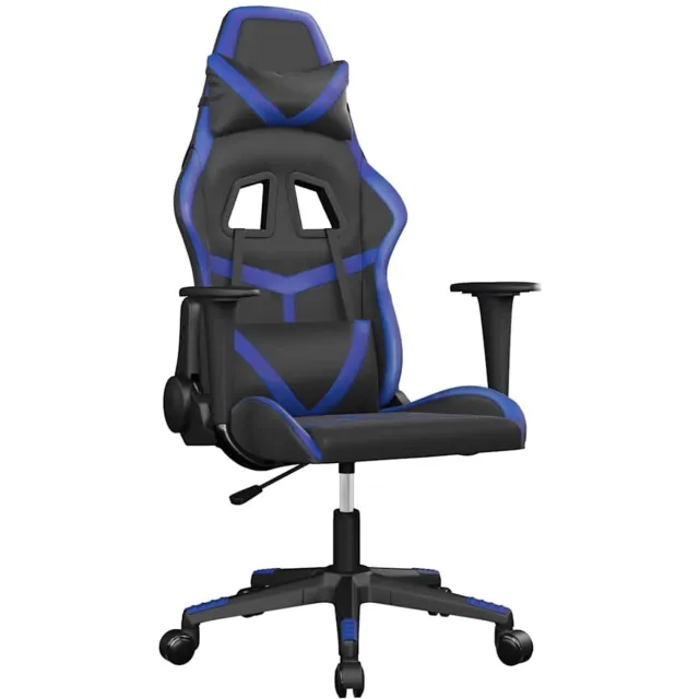 vidaXL Massage - gamestoel - kunstleer - zwart - en - blauw zwart en blauw
