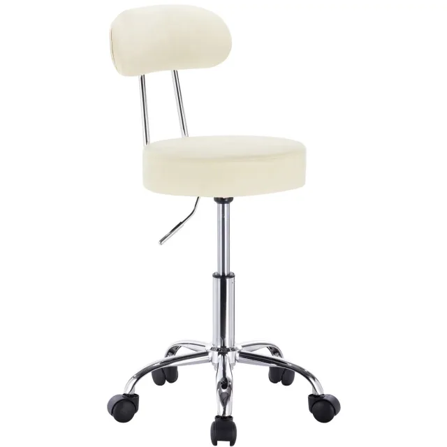 Klarven Bureaustoel Kunstleer Crème - Bureaustoelen - Bureaustoel Ergonomisch - Office Chair - In hoogte verstelbaar, 360 graden draaibaar - 5 wielen, draagvermogen 100 kg - B35xd50xh60cm