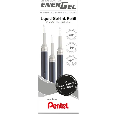 Pentel Gelschrijvervulling Pentel LR7 Energel medium zwart set à 3 stuks