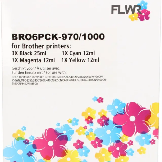 FLWR Cartridges / Brother LC970/1000 Megapack / / Geschikt voor Brother zwart 3x