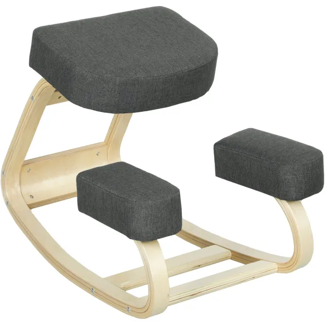 Vinsetto Ergonomische Kniestoel met Kantelfunctie - Kniekruk - Bureaukruk - Donkergrijs