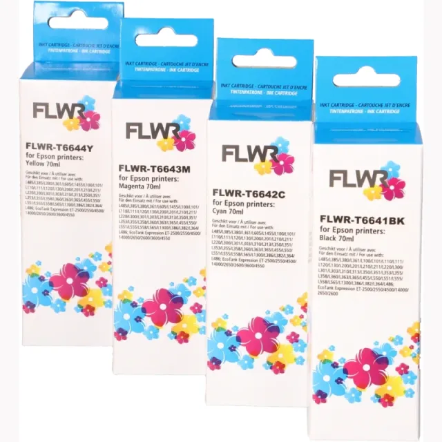 FLWR Epson T664 Multipack zwart en kleur (Huismerk (compatible)) Multicolor