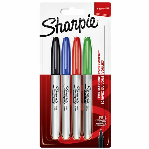 Sharpie Viltstift Sharpie rond fine assorti blister à 4 stuks