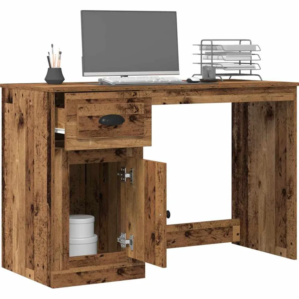 vidaXL Bureau Oud Hout 50 x 115 x 75 cm Bewerkt hout Bruin