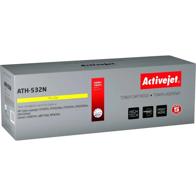 ActiveJet AT-532N toner voor HP-printer; HP 304A CC532A, Canon CRG-718Y vervanging; Opperste; 3200 pagina's; geel.