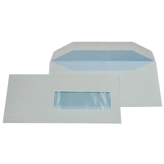 Gallery enveloppen ft 114 x 229 mm, met venster rechts (ft 40 x 110 mm), gegomd, doos van 500 stuks blauw