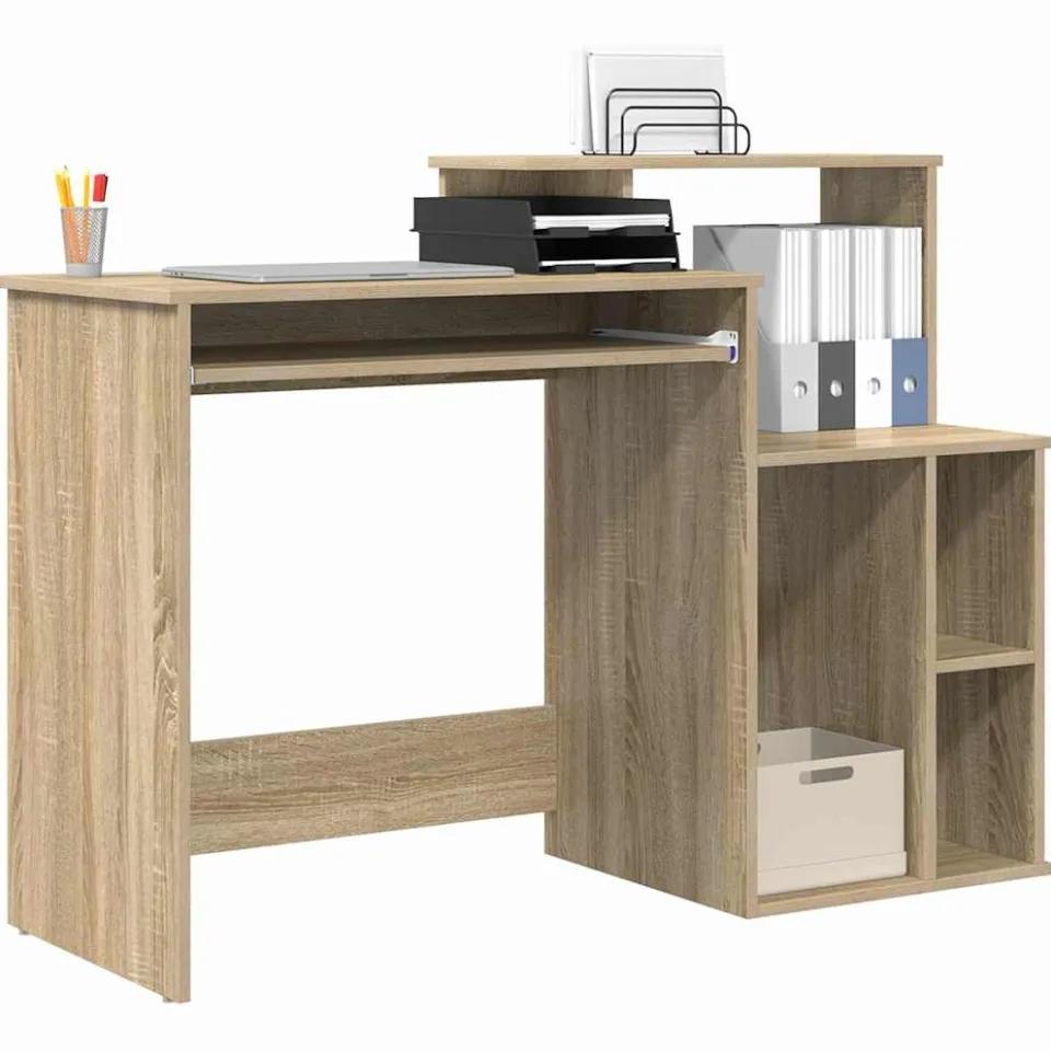 vidaXL Bureau Sonoma Eiken 120,5 x 44 x 88,5 cm Bewerkt hout Bruin