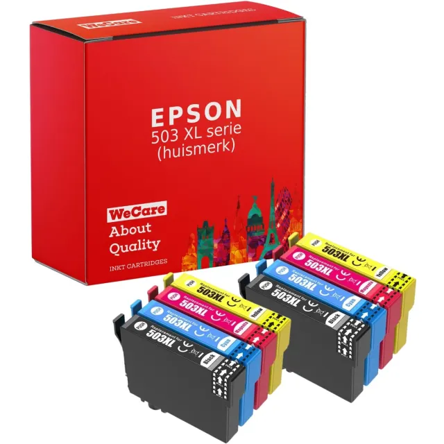 WeCare 8-pack | Geschikt voor Epson 503XL inktcartridges - WF2960DWF - 2965DWF - XP5200 - 5205 2x Zwart + 2x 3 Kleuren