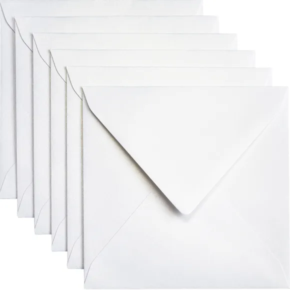 Papicolor Envelop Papicolor 140x140mm metallic parelwit pak à 6 stuks