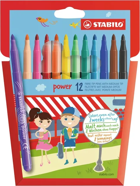 Stabilo Viltstift STABILO power 280/12 assorti etui à 12 stuks