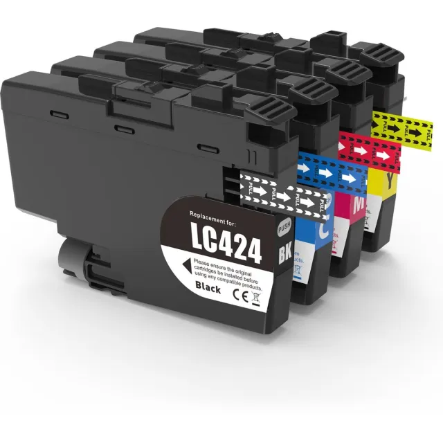Inktkenners Inktcartridges Geschikt voor Brother LC424 | Multipack van 4 stuks Geschikt voor Brother DCP-J1200DW zwart, cyaan, magenta, geel