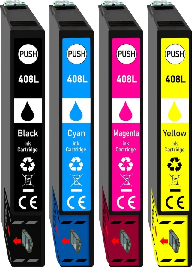 Inktkenners Inktcartridges Geschikt voor Epson 408XL| Multipack 4 stuks Geschikt voor Epson Workforce Pro WF C4810 Series