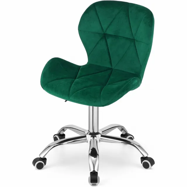 LEOBERT Bureaustoel AVOLA DORY-21 Groen, Velvet Zitting, Ergonomisch en Verstelbare Zithoogte, 5-Poot Chrome Basis, Geschikt voor Thuis en Kantoor, Max. 110 kg