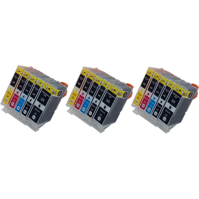 KATRIZ huismerk inkt voor Canon 3X PGI5XLBK + 3X CLI8XLBK + 3X CLI8XL Cyaan + 3X CLI8XL Magenta + 3X CLI8XL Geel (15stuks) - Met chip Zwart, foto zwart, cyaan, magenta, geel