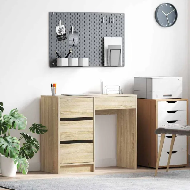 vidaXL Bureau Sonoma Eiken 90 x 37,5 x 75 cm Bewerkt hout, foto 2
