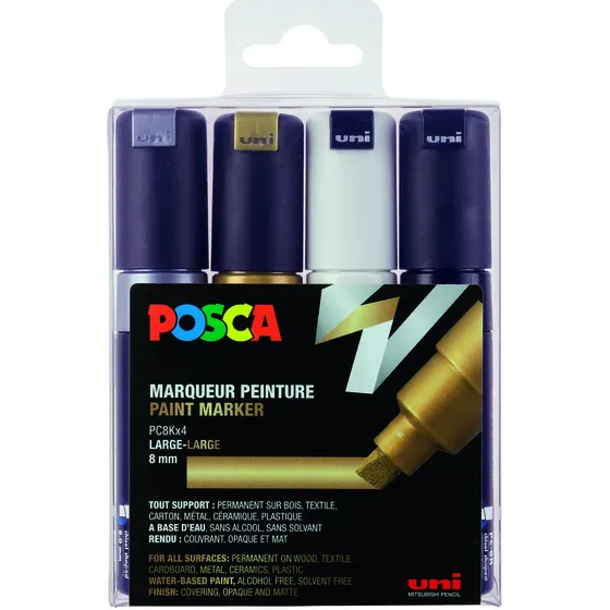 Posca Paintmarker Uni POSCA PC8K breed schuin assorti set à 4 stuks