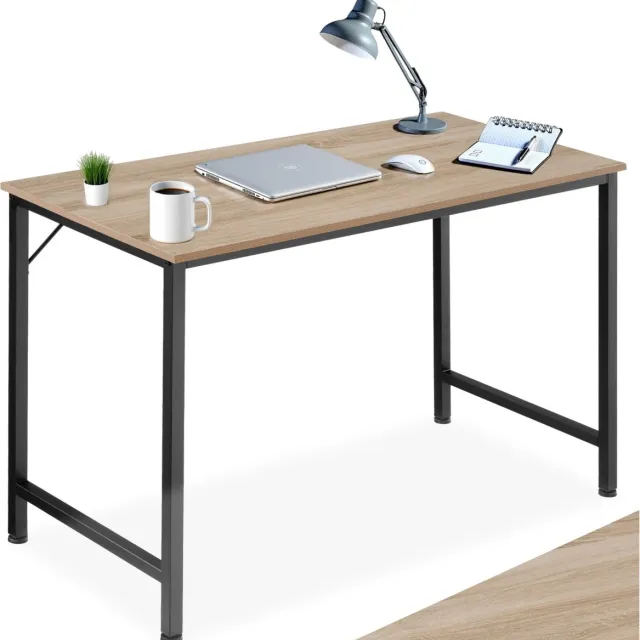 Tectake Bureau - Bureautafel - Computerbureau - Houten bureaublad - Industrieel design - Zwart metalen frame - Afmetingen (LxBxH) 120 x 60 x 75,5 cm - Lichtbruin