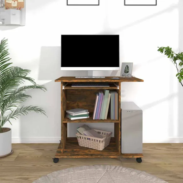 vidaXL Computerbureau 80x50x75 cm bewerkt hout gerookt eikenkleurig, foto 2