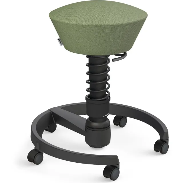 AERIS SWOPPER Gabriel - ergonomische bureaukruk - zwart onderstel - groen-beige gemêleerde zitting - zachte wielen - wol - standaard