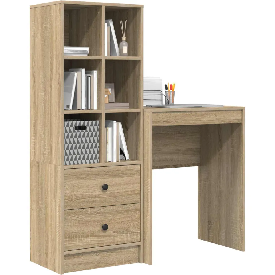 vidaXL Bureau Sonoma Eiken 105,5 x 34 x 127 cm 2 st Bruin