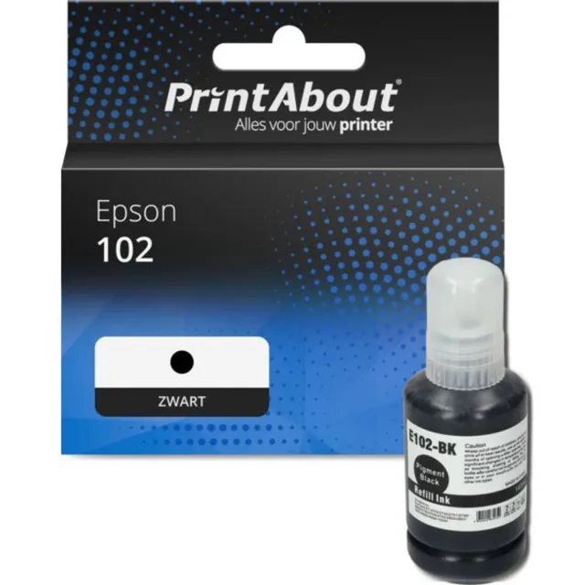 PrintAbout huismerk Inktcartridge 102 (T03R140) Zwart geschikt voor Epson