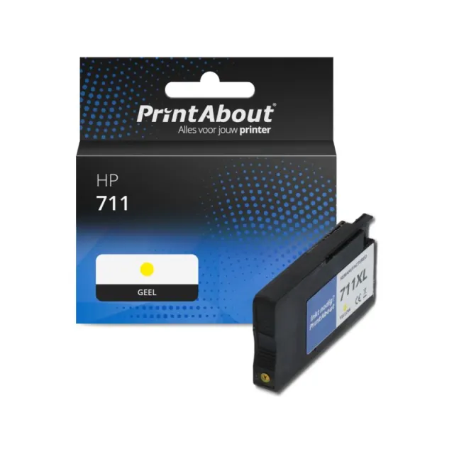 PrintAbout huismerk Inktcartridge 711 (CZ132A) Geel Geschikt voor HP