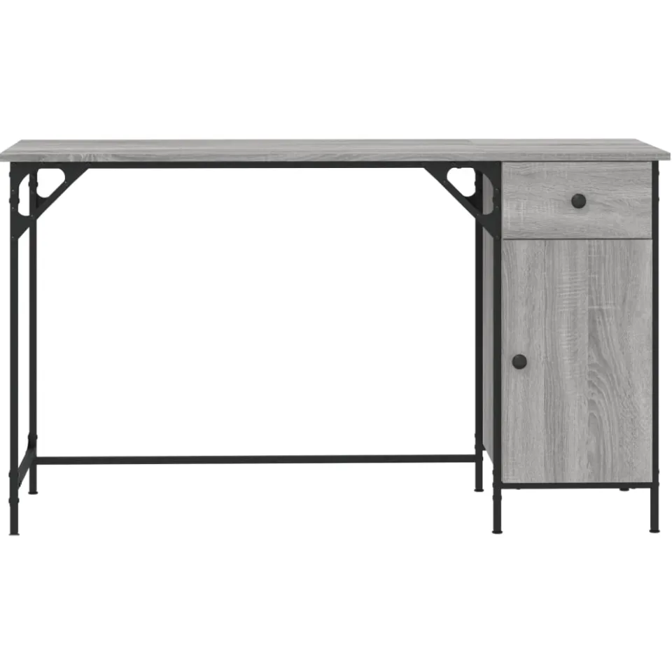 vidaXL Bureau 131x48x75 cm bewerkt hout grijs sonoma eikenkleurig