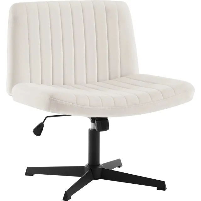 BukkitBow Luxe Velvet/Fluwelen Bureaustoel - 360 ° Draaibare Relax/Lounge Stoel- Ergonomische Stoel - Wit/Cremé