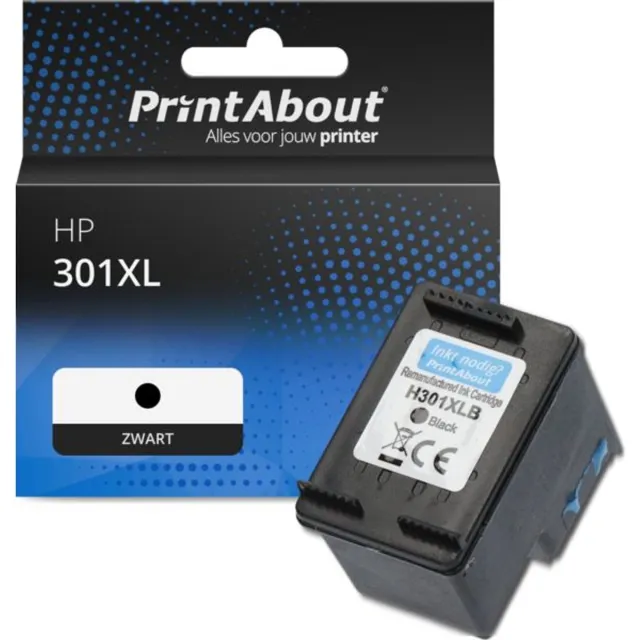 PrintAbout huismerk Inktcartridge 301XL (CH563EE) Zwart Hoge capaciteit geschikt voor HP