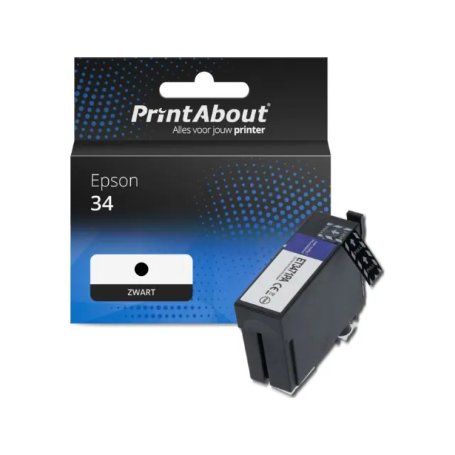 PrintAbout huismerk Inktcartridge 34 (C13T34614010) Zwart Geschikt voor Epson