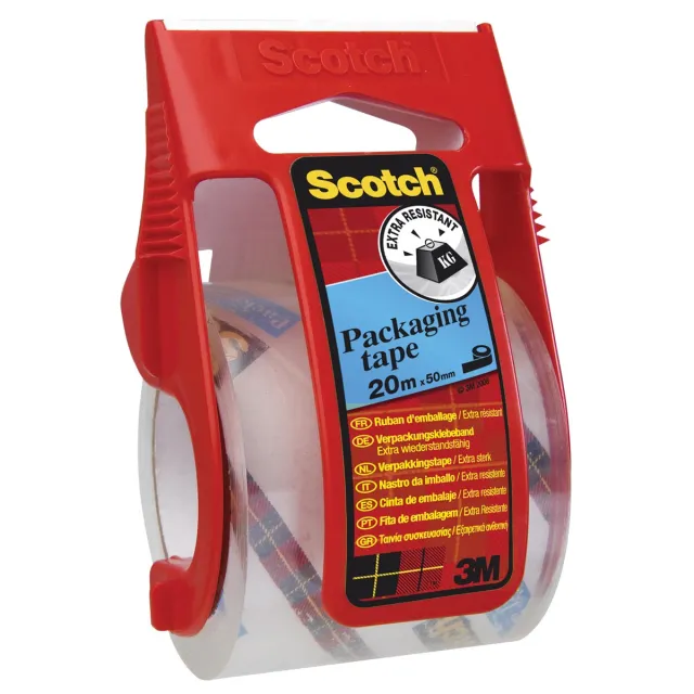 Scotch afroller met verpakkingsplakband, ft 50 mm x 20 m, transparant