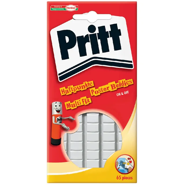 Pritt Poster Buddies Pritt dubbelzijdige kleefpads voor oa posters blister à 65 stuks