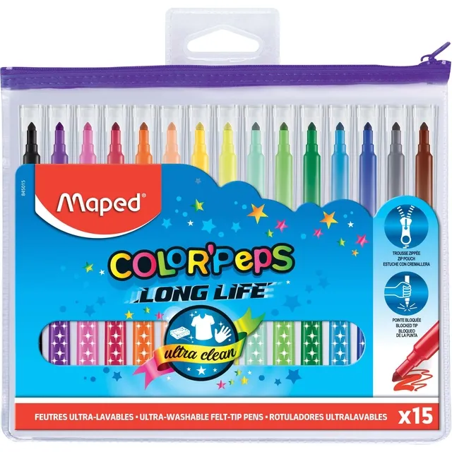 Maped Viltstift Maped Color'Peps Long Life set á 15 kleuren