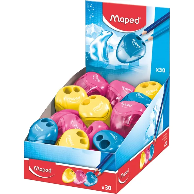 Maped potloodslijper igloo, 2 gaats, geassorteerde kleuren blauw