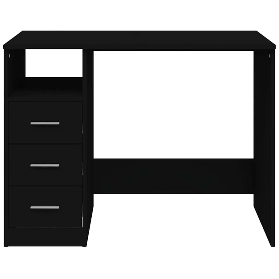 vidaXL Bureau met lades 102x50x76 cm bewerkt hout zwart, foto 4