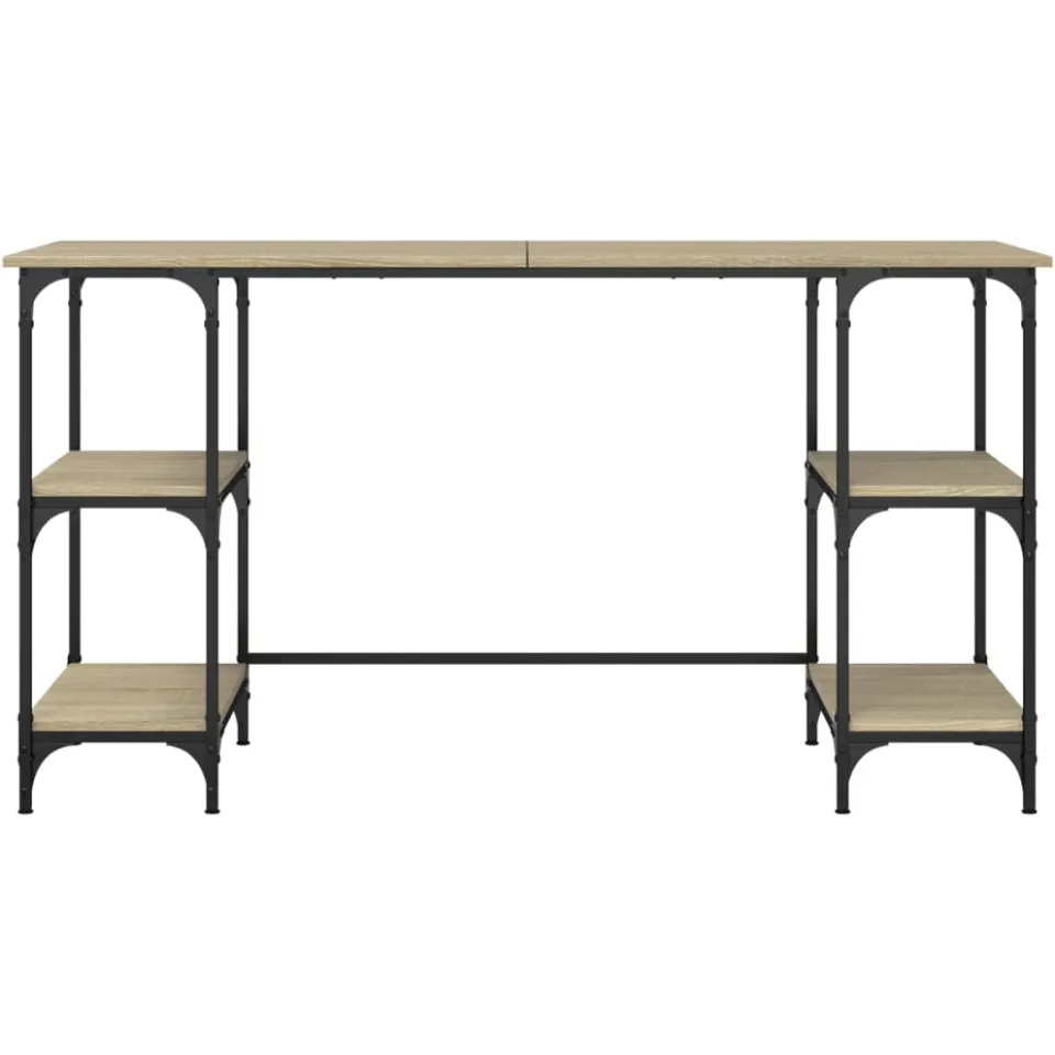 vidaXL Bureau 140x50x75 cm metaal en bewerkt hout sonoma eikenkleurig, foto 4