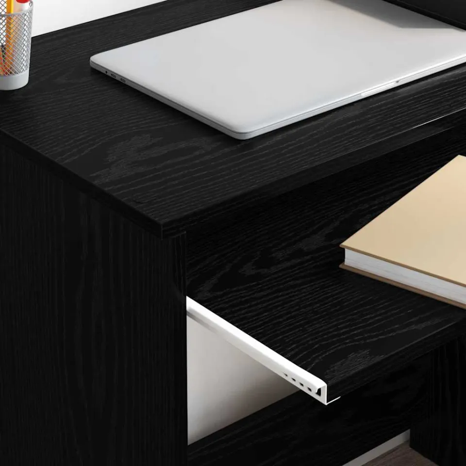 vidaXL Bureau Zwart Eiken 106 x 41 x 88,5 cm Bewerkt hout, foto 4