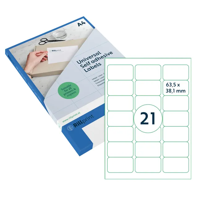 rillprint Etiket Rillprint 63.5x38.1mm mat transparant 525 stuks