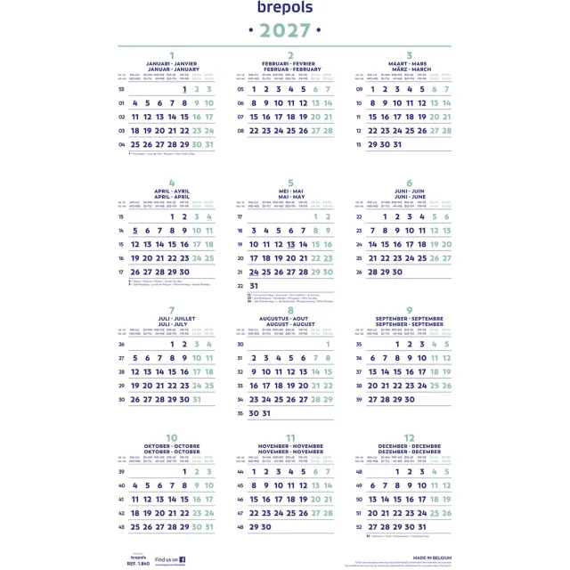 Brepols Jaarkalender, 2027