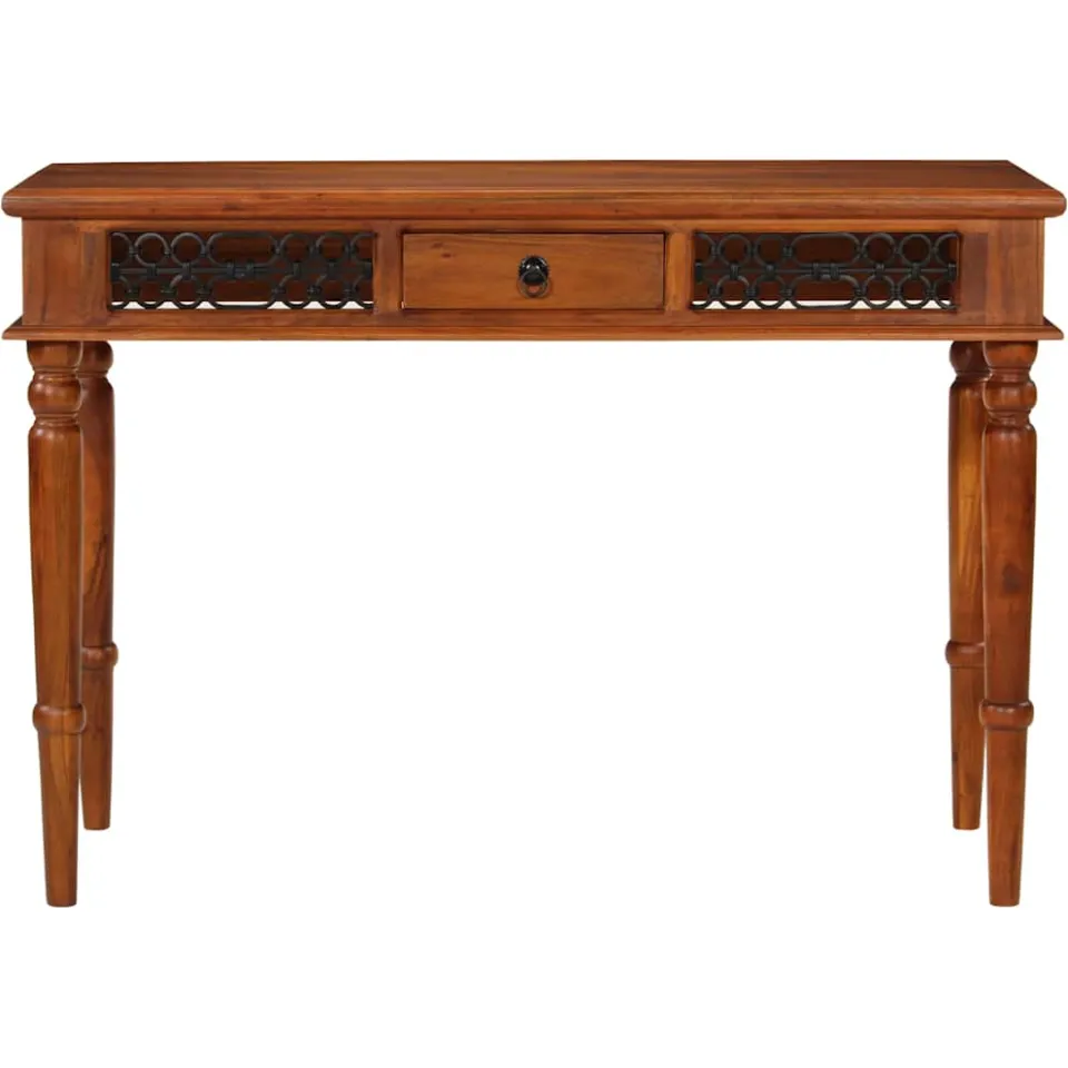vidaXL Bureau met lade 110x50x76 cm massief acaciahout bruin, foto 2