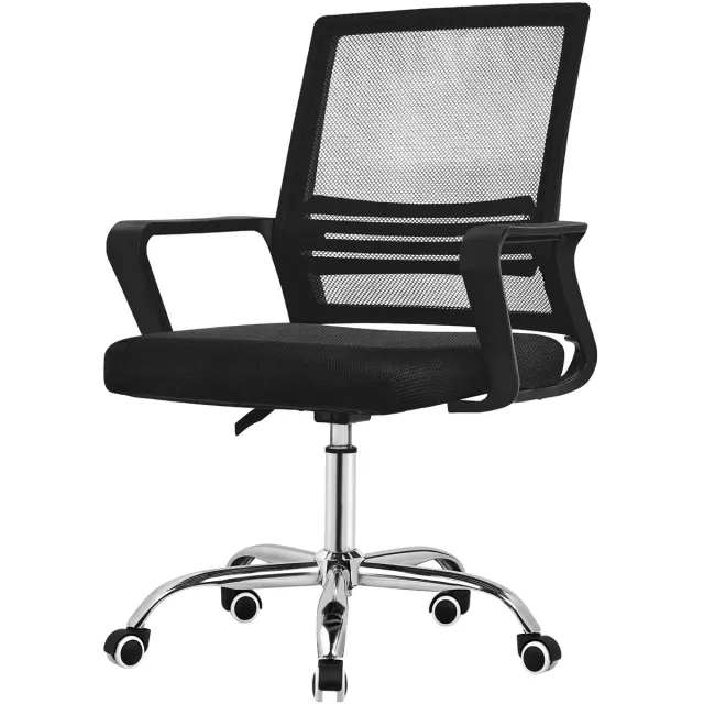 ml-design Bureaustoel ergonomisch van mesh, zwart bureau stoel serie, in hoogte verstelbare directiestoel met armleuningen, computerstoel met ademende rugleuning van netstof en stalen frame, 360 graden draaibare stoel op wielen voor kantoor en thuis