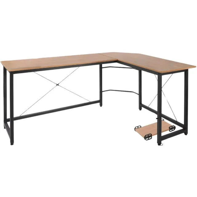 Happiq L-vormig Bureau Tavien - Voor Thuiswerk, Gaming & Kantoor - Ruim Hoekbureau voor PC & Laptop - 167 cm - Hout look