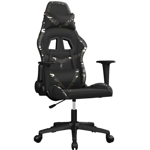 vidaXL Massage - gamestoel - kunstleer - zwart - en - camouflage zwart en camouflage