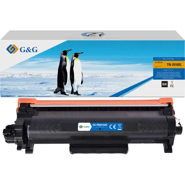 G&G TN2510 XL Toner geschikt voor Brother TN-2510XL TN-2510 Hoge Capaciteit - zwart