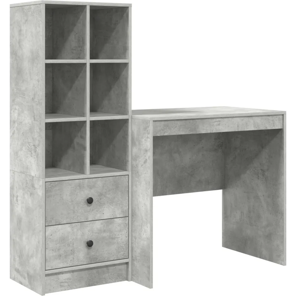 vidaXL Bureau Beton Grijs 125,5 x 50 x 127 cm 2 st, foto 3