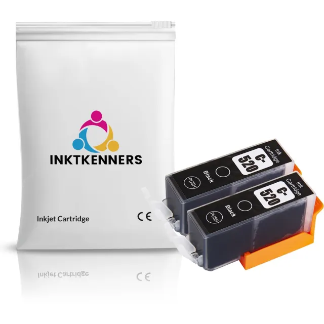 Inktkenners Dual Set Inktcartridges Geschikt voor Canon PGI-520XL | 2x zwart inktcartridges Geschikt voor Pixma IP3600, IP4600, IP4700, MP540, MP5410, MP550, MP560, MP620, MP630, MP640, MP980, MP990, MX860, MX870