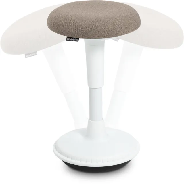 Wobblez Spine Wiebelkruk - in hoogte verstelbare bureaukruk van 55-75 cm - Pebble zitting Wit frame ZIT-STA - Wit frame - Pebble zitting