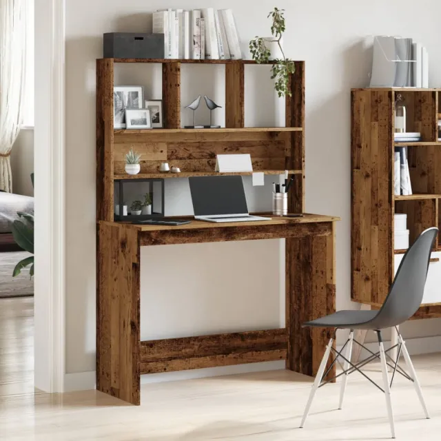 vidaXL Bureau met schappen 102x45x148 cm bewerkt hout oud houtkleurig bruin, foto 2