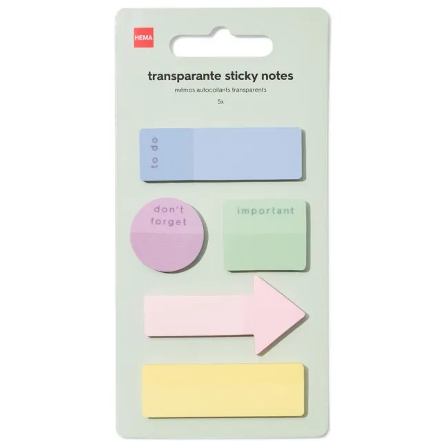 HEMA Notitieblaadjes 7.5x14.5cm transparant - 5 stuks