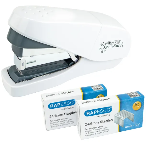 Rapesco Nietmachine Rapesco Germ-Savvy ECO Less Effort Flat Clinch antibacterieel 24/6mm wit